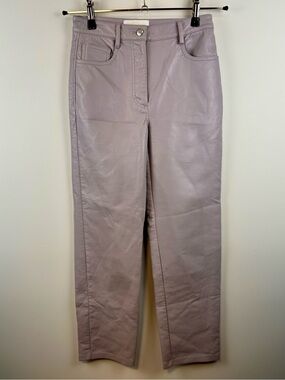 Aritzia Wilfred Melina Pants Lavender Faux Leather Straight Leg Size 2